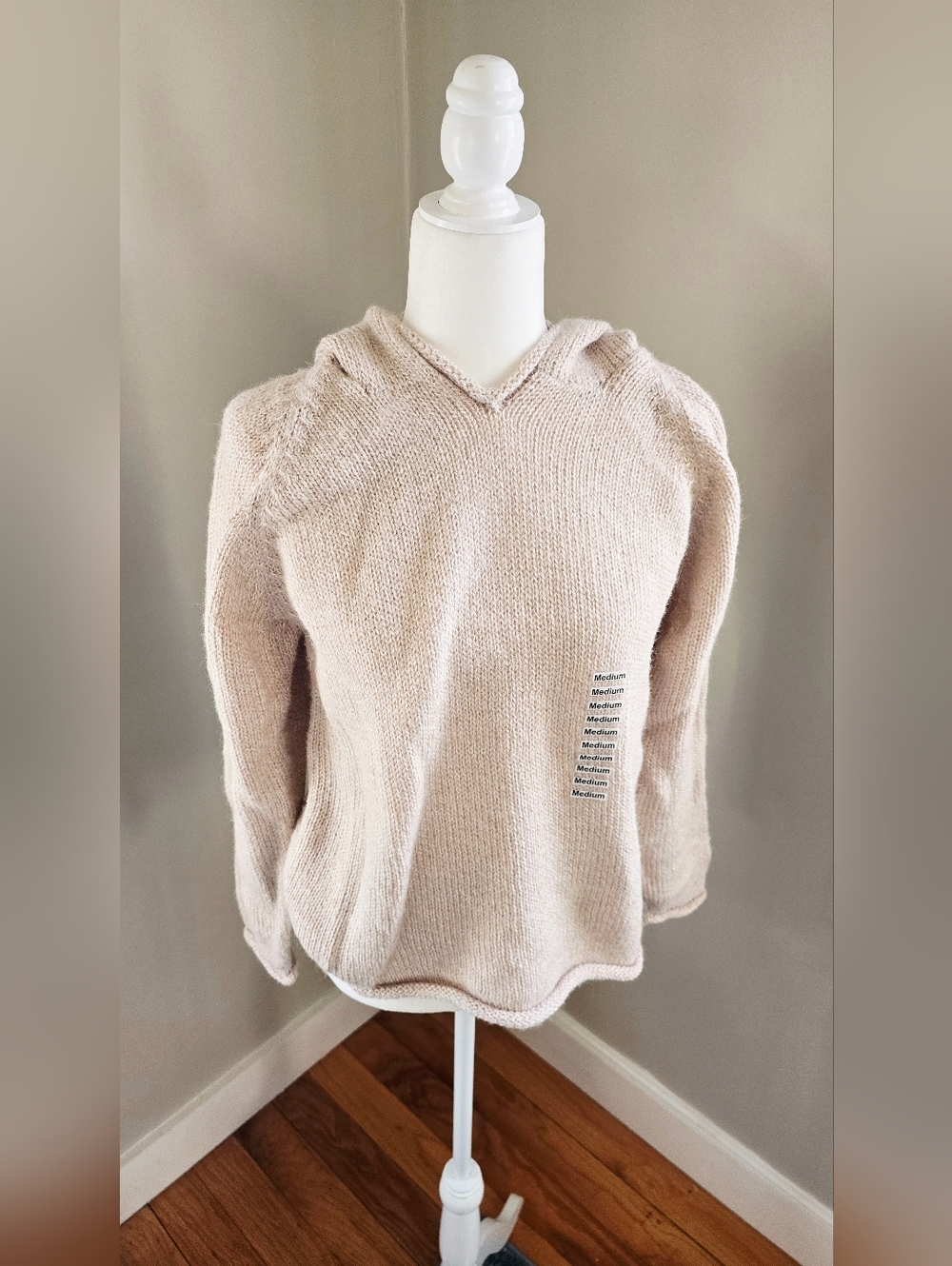 Cozy Cream Knit Hoodie Sweater - Alpaca Wool Blend